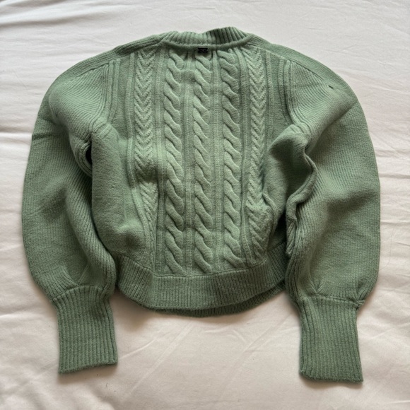 For Love & Lemons NWT Sydney Crop Sweater in Sage Sz 1X - Picture 9 of 12
